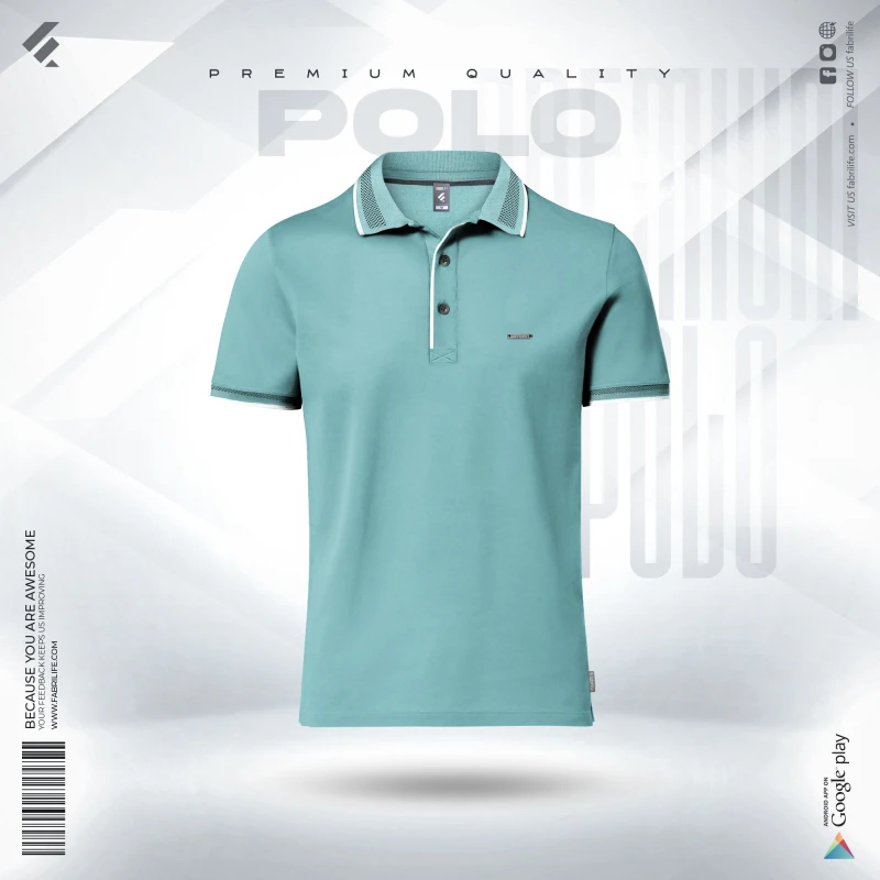 Premium Double PK Cotton Polo - Nile Blue