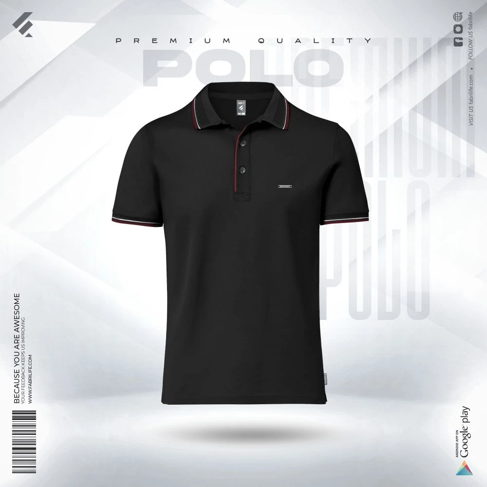 Premium Double PK Cotton Polo - Black